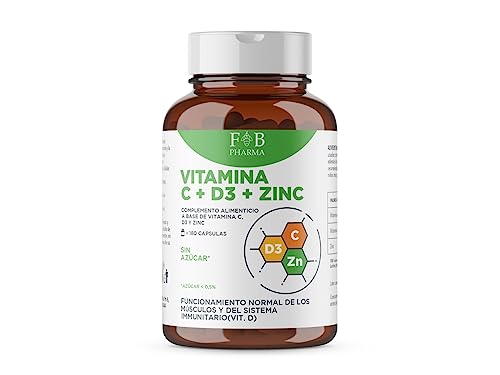 FB Pharma - Vitamina C y Zinc y Vitamina D - 180 cápsulas a base de Vitamina c - Vitamina d - Zinc de alta dosis, multivitaminas y minerales capsulas completo - fórmula estudiada en Italia.