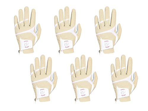 Simple Symbol Men's Golf Glove Premium Synthetic Leather,Stable Grip,Six Pack（Left Is Wear On Left Hand,Right Is Wear On Right Hand） Four Colors To Choose From White/Sky/Beige/Red(Beige,L,Left) #TOP22