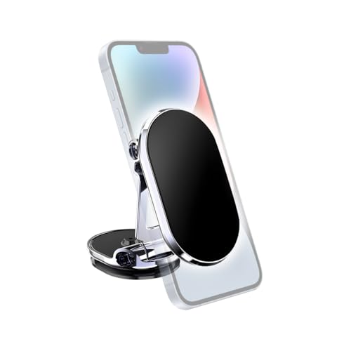 JNNJ Handyhalterung Auto Magnet Handy Halterung, Magnetisch Handy Halterung Auto Kompatibel, Faltbar Magnetischer Handyhalter Auto, Drehung Universal Klappbarer Autotelefonhalter Autozubehör(Silber)