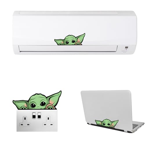 ISEE 360 Baby Yoda Car Peeking Stickers for Car Window Laptop Switchboard Luggage | Self-Adhesive Pack of 2