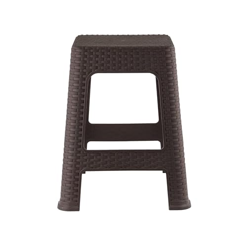 Kuber Industries Pack of 2 Plastic Sitting Stool for Kitchen, Bedroom, Office | Non-Slip Lightweight Stool | Brown