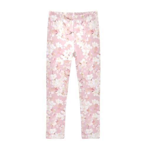 Cherry Blossoms Kids Baby Girls Athletic Leggings Stretchy Full Length Athleisure Pants Gym