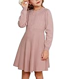 GRACE KARIN Girls Ruffle Fall Dress Pink Long Sleeve Sweater Dress Size 10-12