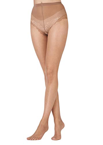Pretty Polly Women's Naturals 8D Oiled Tights glossy fine 7 DEN 3 Tights, Beige (Sskd Slightly Sunkissed), Medium (Manufacturer Size:SM)