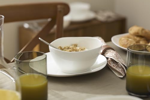 Image of Lenox Dinnerware Set, Studio 1414 Curve 16-Piece Set, Service For 4, Bone China Material, Dishwasher & Microwave Safe, Home And Kitchen, Kitchen And Dining, Plates And Bowls Sets (White, 16 Pieces)