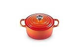 Le Creuset Evolution Cocotte con Tapa, Redonda, Todas Las Fuentes de Calor Incl. inducción, 1,8 l, Hierro Fundido, Naranja(Volcánico), 18 cm
