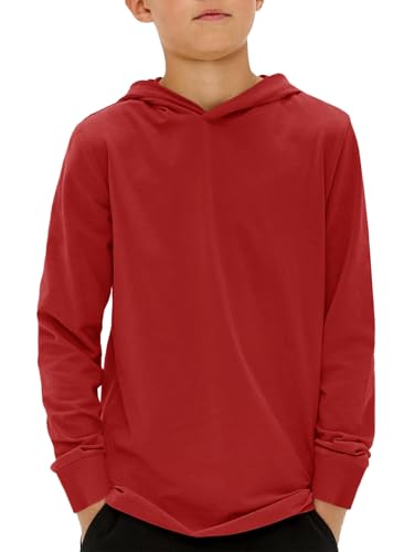 Haloumoning Boys Fashion Hoodies Kids Long Sleeve Hooded Sweatshirts 5-14 Years Red