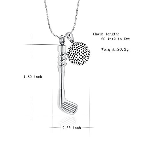 Constantlife Cremation Jewelry For Ashes - Golf Clubs Shape Urn Necklace Keepsake 316L Stainless Steel Memorial Pendant (Golf Ball) #TOP1