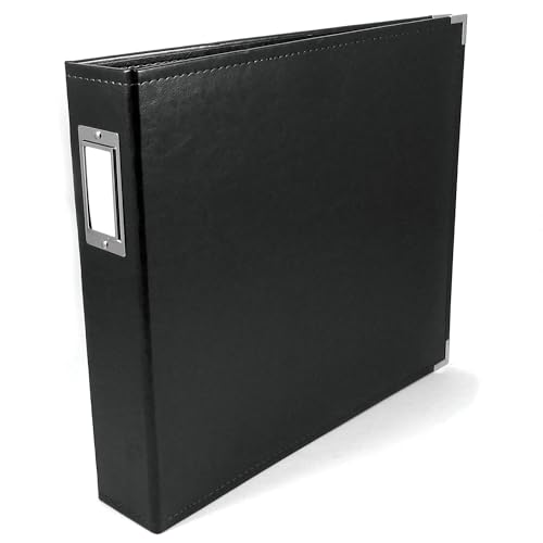 We R Memory Keepers 12x12 Photo Album - Faux Leather with 5 Page Protectors and Spine Label - Snag-Free D-Ring Scrapbooking Memory Album, Acid-Free, Black
