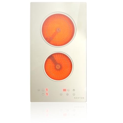 Image of Noxton 2 Burners Electric Cooktop, 12 Inch Beige-gray Glass Electric Stove
