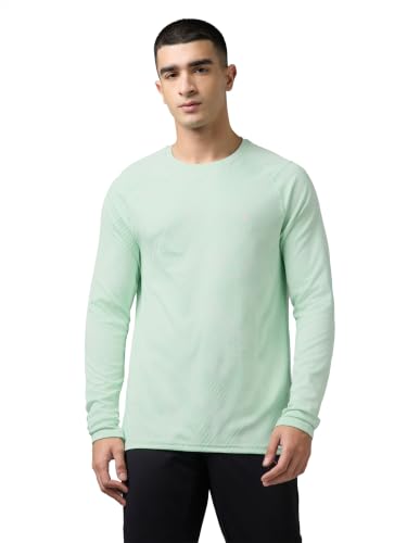 Image of TECHNOSPORT Men's Slim Fit All Over Print Jacquard Crew Neck Full Sleeve T-Shirt, Quick Dry Activewear Tee with UPF 50+ Sun Protection for Gym, Running, Sports & Everyday Wear