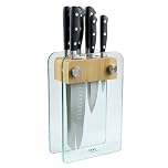 Cooks Professional Precision 6 Piece Knife Set | with Glass and Bamboo Knife Block | Steel | Chef | Home Kitchen