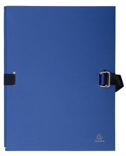 Chemises à dos extensible Exacompta 223029E carton de 25 dossiers papier toilé bleu foncé pour A4