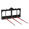 Titan Attachments HD Skid Steer Hay Frame Attachment, Three 49" Hay Spears, Rated 4,000 LB, Quick Tach Mounting, Hay Handing Equipment for Bobcat Tractors