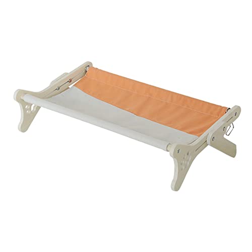 Estante para ventana de gato con marco de madera silla naranja 3