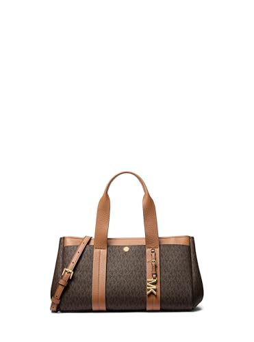 Michael Kors Romee Small Satchel, Gold-Tone Hardware/MK Signature Coated Twill/Brown/Acorn