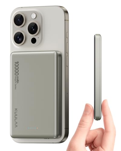 Kuulaa MagSafe Powerbank 10000 mAh, 20W ultradünn Power Bank, magnetisch External Battery, Wireless External Battery MagSafe Compatible with iPhone 15 Pro Max/Pro/15/14 Pro Max/Pro/13pro
