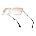 Laurinny Rectangle Sunglasses for Women Men Fashion Rimless Lightly Tinted Small Shades, Gold Frame Gradient Brown Lens