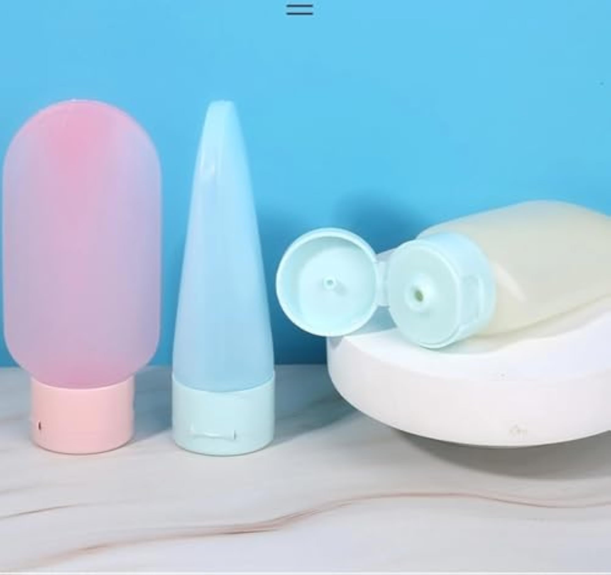 3 Pcs Travel Toiletries Refillable Shampoo Body Lotion Squeeze Bottles Kit 60ml