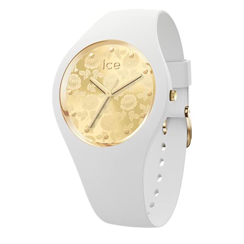 ICE-WATCH - ICE Flower White Chic - Montre Blanche pour Femme avec Bracelet en Silicone - 019205 (Small)