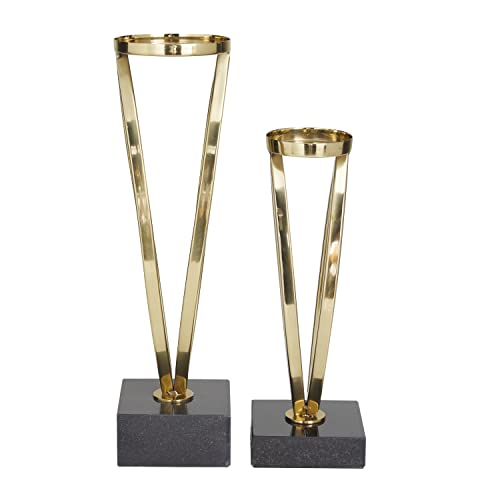 Deco 79 Stainless Steel Solid Candle Holder, Set Of 2 15", 12"H, Gold #TOP6