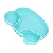 Silikon-Baby-Essteller, geteilter Baby-Teller, praktisch, selbstfütternd, sicher für Tische für über 6 Monate(Blauer Frosch)