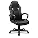 COMHOMA Bürostuhl Gaming Stuhl Gamer Racing Chair ergonomische drehstuhl Rückenlehne Office Stuhl Sitzhöhenverstellung PU Kunstleder Schwarz