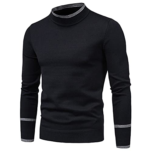 Suéter de punto medio para hombre tipo chaqueta cárdigan negro XXL