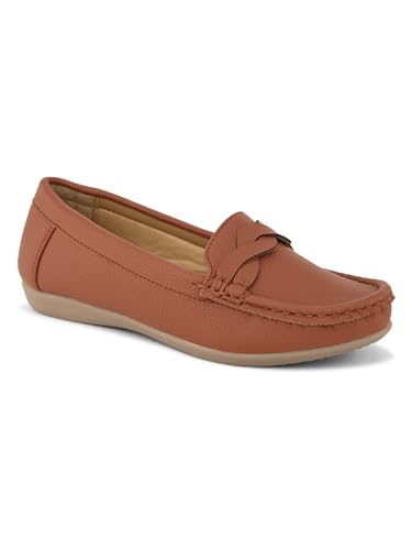 Image of XE Looks Women's Wave Design Loafer Ballet & Moccasins Faux Leather, Trendy and Stylish, Slip-on Mule Shoes for Daily Casual Wear & Formal Wear for Women & Girls