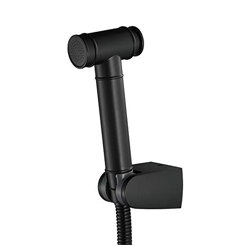 Rociador de bidé de Mano para Inodoro Juego de rociador de pañales de Tela para bebé portátil Negro Kit de rociador de bidé de baño ABS con Manguera de Acero Inoxidable, Soporte para higiene Femenina