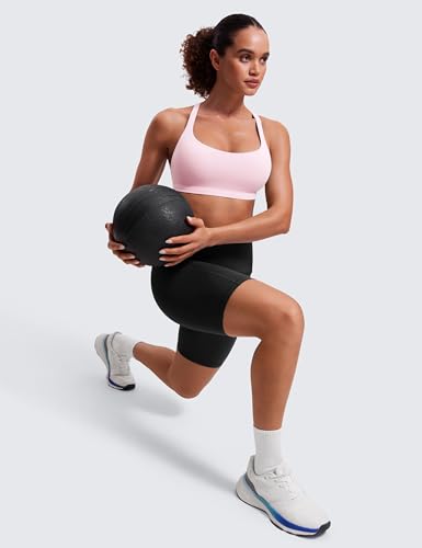 Image of CRZ YOGA Naked Feeling Strappy Sports Bras for Women - Criss Cross Back Wireless Padded Cami Yoga Workout Top