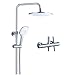 CECIPA Rubinetto per doccia, termostato, sistema doccia a pioggia con termostato e 3 tipi di getto, doccetta manuale, set con asta doccia in acciaio inox