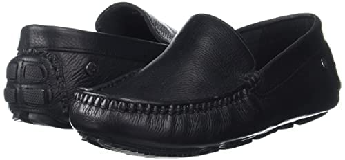 Image of Men's Black Leather Driving Style Loafer Black 42