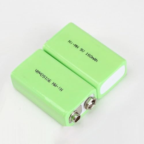 GYLZJ Battery 2-Pack Rechargeable 9 Volt NiMH Batteries 160mAh Long Lasting Power Recharge up to 1200 Times Replacement Battery for Electric Devices (9V,0.16AH)