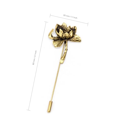 Image of wynameleri Men's Metalic Brooches and Pins, Gold Lapel Pin for Men, Shirt Stud Flower Deer Feather Pins