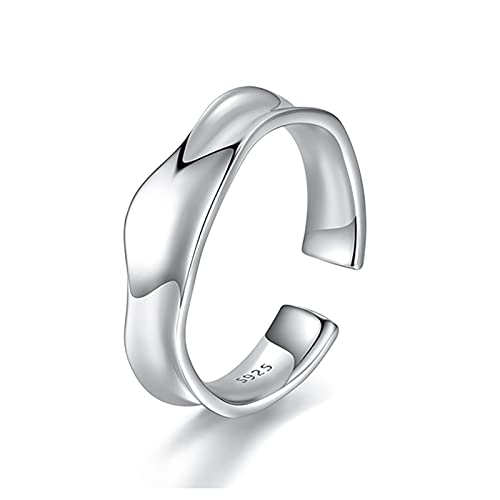 Bague en argent sterling 925 réglable pour doigts sensibles à cercles lisses