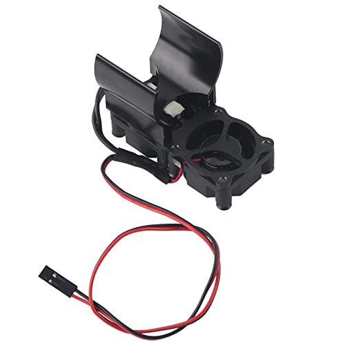 RC Motor Heat Sink Aluminum Alloy Dual Fan Temperature Sensor Enhanced Heat Dissipation for 1/10 RC Model Cars Red Silver Blue Black (Black)