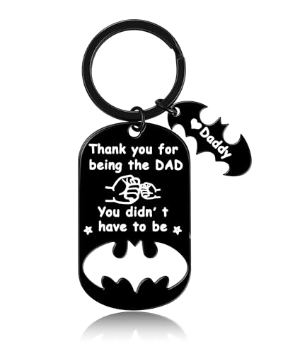 Image of Father Keychain, Batman Keychains for New Dad Step Dad Grandpa Son, Fathers Day Birthday Gift for Daddy from Daughter
