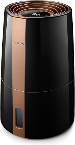 Philips Domestic Appliances Nawilżacz Powietrza Serii 3000, Technologia NanoCloud, Cyfrowa wyświetlacz, Inteligenty czujnik, 3L zbiornik na wodę, zakres działania do 45m², Czarny (HU3918/10)