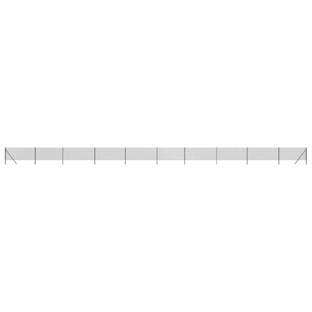 vidaXL Chain Link Fence Anthracite, Galvanised Steel with PVC Coating, Interlocking Design, UV and Rust Resistant, Suitable for Property Barrier or Animal Enclosure