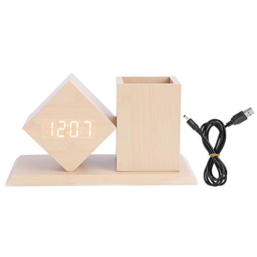 Réveil en bois de bureau avec rangement fournitures pour organiser son espace
