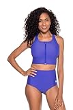 Zip-Up Swim Bra - UPF 50+ Sun Protection - Medley in Baja Blue