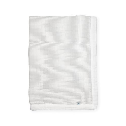 Image of Little Unicorn 100% Certified Organic Newborn Receiving Quilt | Ultra- Soft, Multi-Layered Muslin Fabric | Gift for Newborns & on-The-go (Sand Stripe)