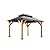 Outdoor Wooden Gazebo Pavilion with Steel Double Roof, Fir Wood Carport Canopy with Steel Frame, Permanent Metal Structure for Patio, Deck, Garden, Backyard Shelter, Spacious Event Space