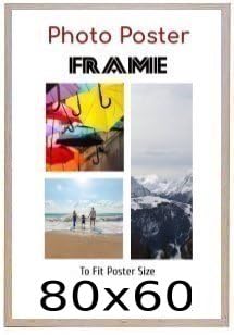 Beech 80 x 60 cm Poster Frames - Large MDF Wooden Frames 60x80 cm - Both Ways Wall Hanging Wall Gallery Living Room Photo Picture Frame With Shatterproof Perspex Sheet — image 1