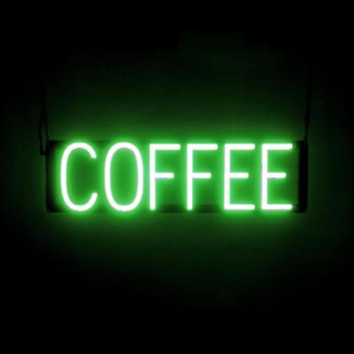 Image of SpellBrite LED Neon COFFEE Sign for Business - Green, 23 inch x 6 inch | Ultra-Bright Click-Together Signage for Cafes, with Visibility from 500 Feet - 8 Animations, 6 Brightness Settings