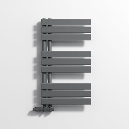 VANCOCO Radiatore da bagno per bagno, scaldasalviette, antracite, piatto, 800 x 450 cm, con attacco laterale 50