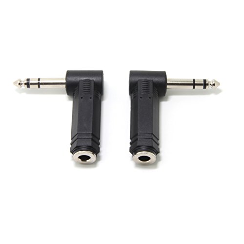 Adaptador de audio estéreo 6.35mm angulado 2 piezas miniatura 5
