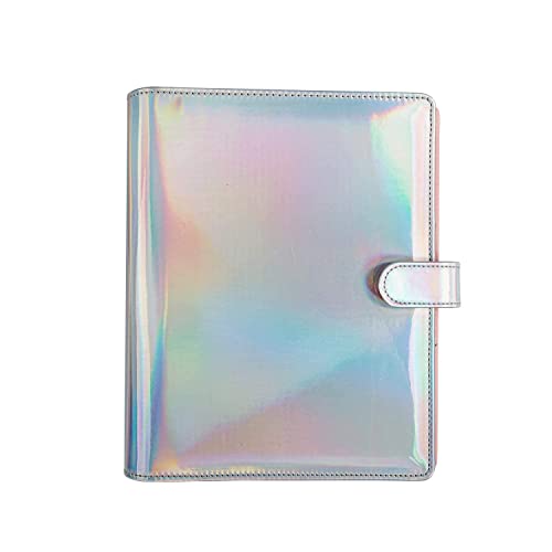 Multi-Pocket Organizer, Ring Binder Refillable Diary Notepads With Hologram Cover For Business Office School Stationery, 9.45'' X 7.87''(Paper Size 8.27'' X 5.9'') #TOP14