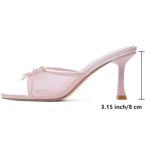 Image of Mostrin Kitten Heels for Women Round Toe Heels With Bow Vintage Mules Sexy Slip on Stiletto Backless Sandals for Party Daily